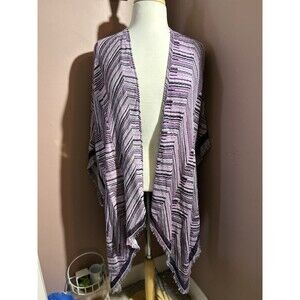 Catherines Open Front Purple Chevron Poncho Shrug New OS